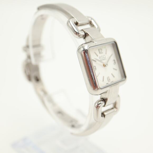 ESQ Movado Silver Tone 23mm Square Watch Swiss Made Buckle Bracelet New Battery main image 10